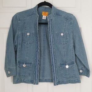 Ruby Rd. pleated no collar denim jacket